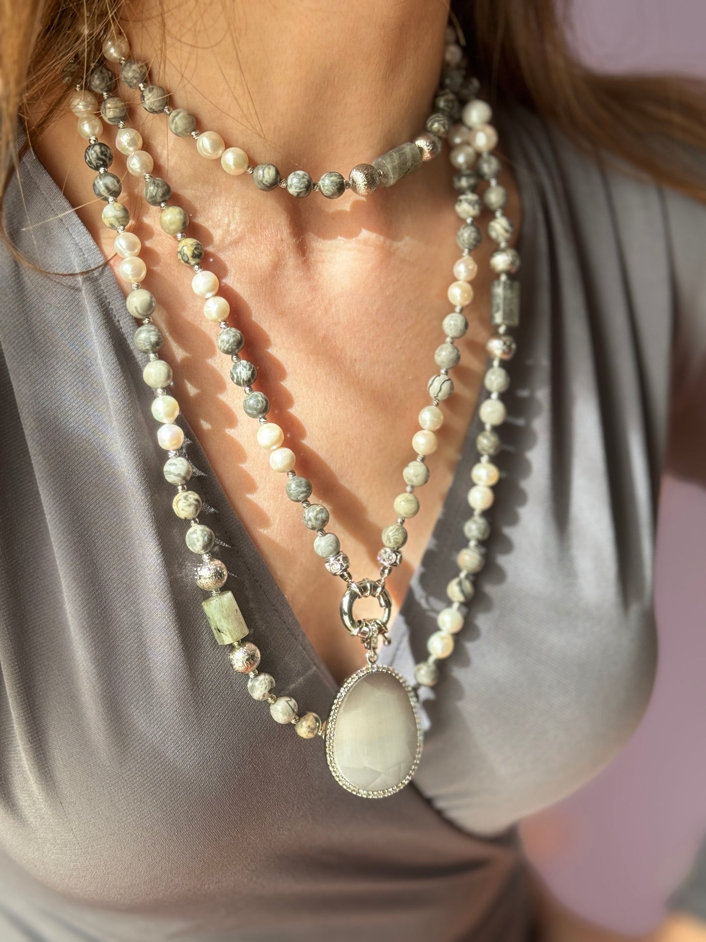 Jasper and Pearl Necklace
