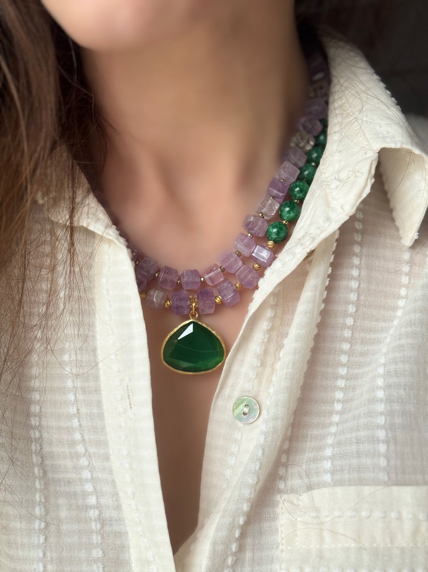 Amethyst and Jade Necklace