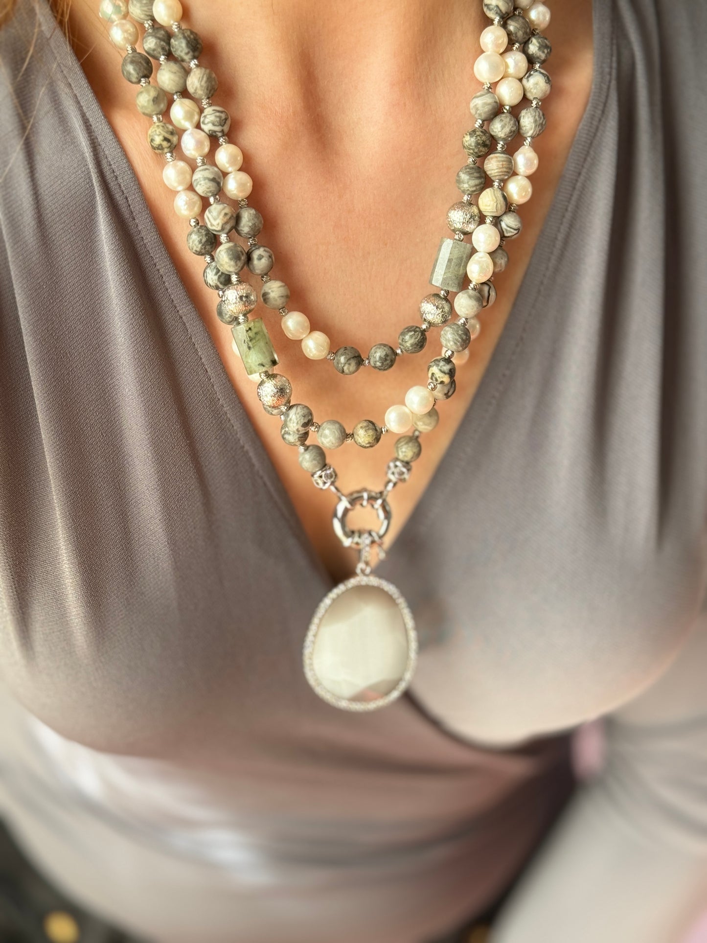 Jasper and Pearl Necklace
