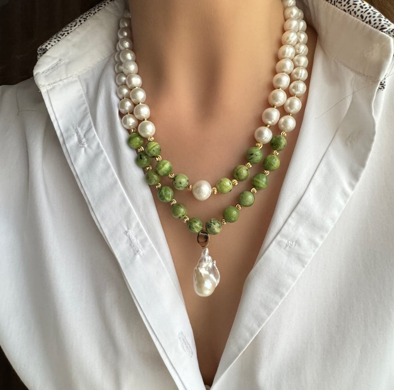 Pearl and Jade Necklace