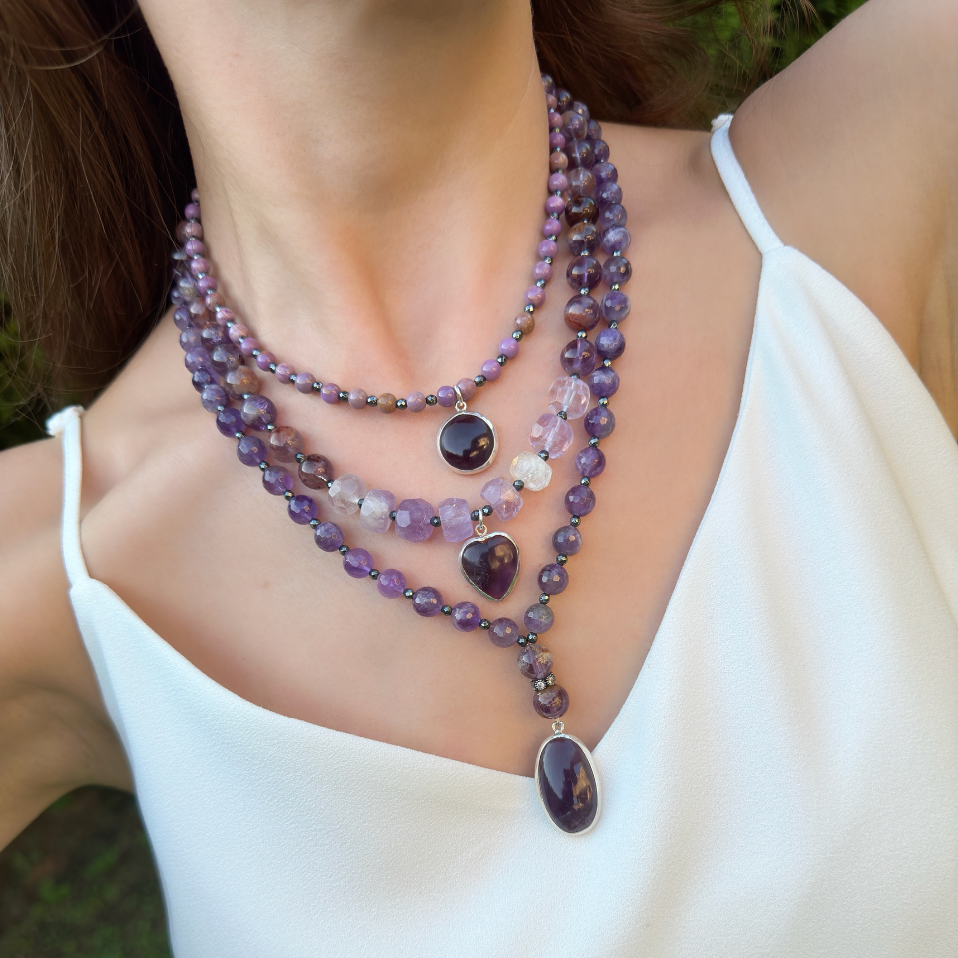 Elegant Amethyst Beads on Sterling Silver Necklace – MomentsHaveYou