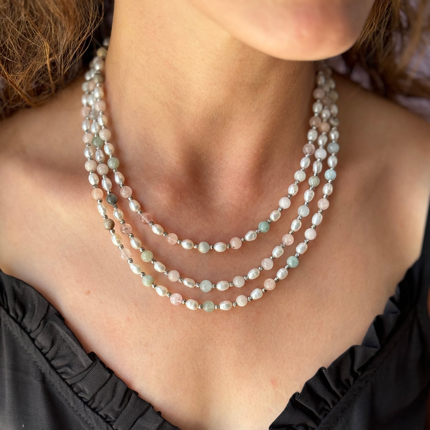 Morganite and Pearl Necklace