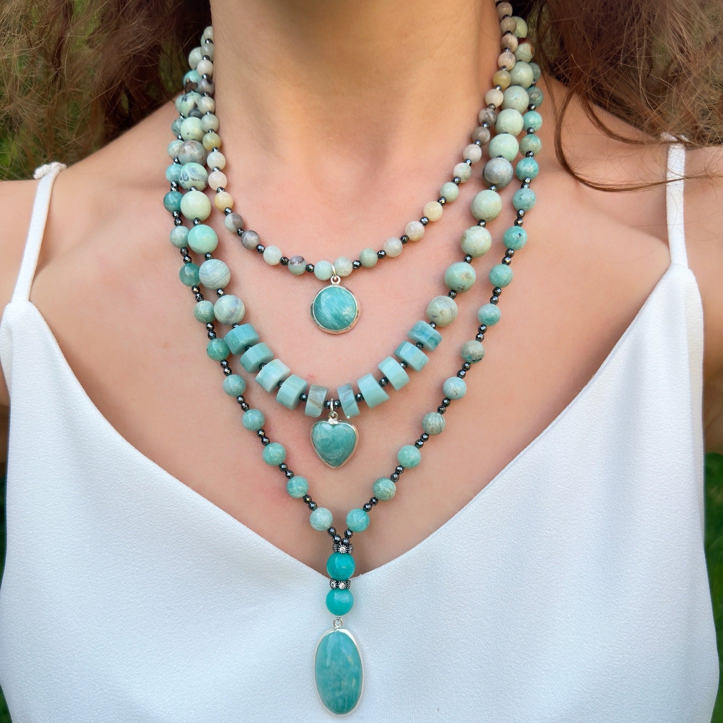 925 Sterling Silver Amazonite Necklace