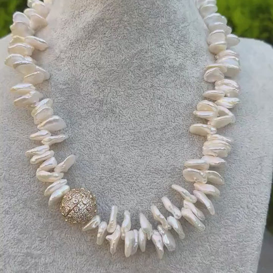 Baroque Pearl Necklace, Large Irregular Pearl Jewelry, Handmade Statement Necklace, Bridal Pearl Necklace, Birthday Gift