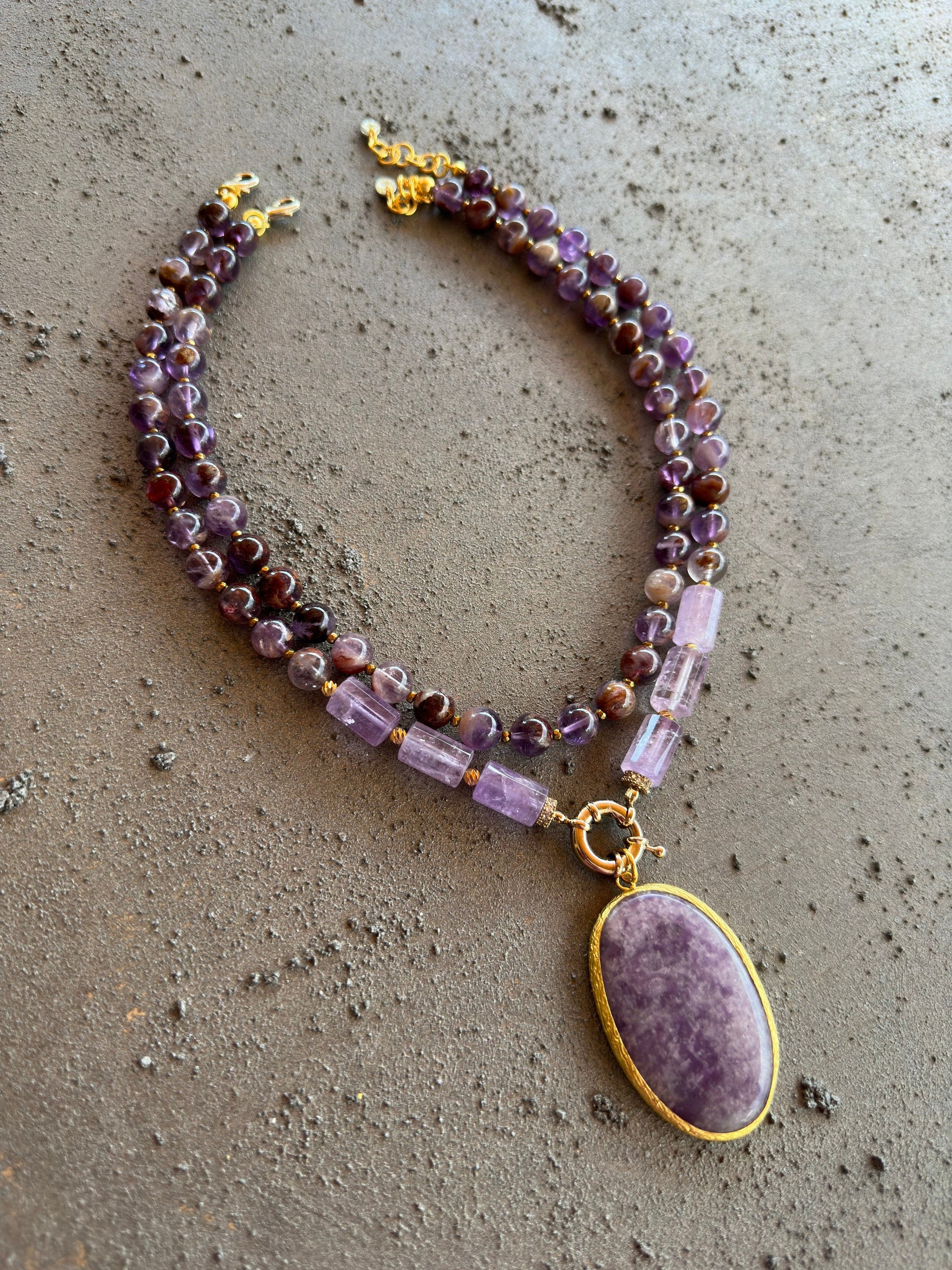 Amethyst Necklace, Purple Statement Necklace, Handmade Wife Birthday Gift, Gemstone Crystal Jewelry