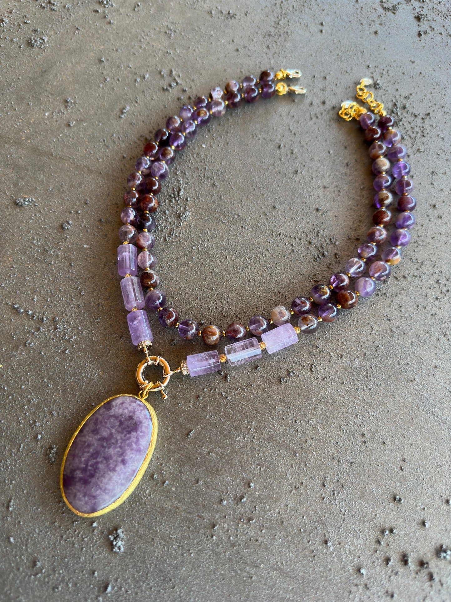 Amethyst Necklace, Purple Statement Necklace, Handmade Wife Birthday Gift, Gemstone Crystal Jewelry