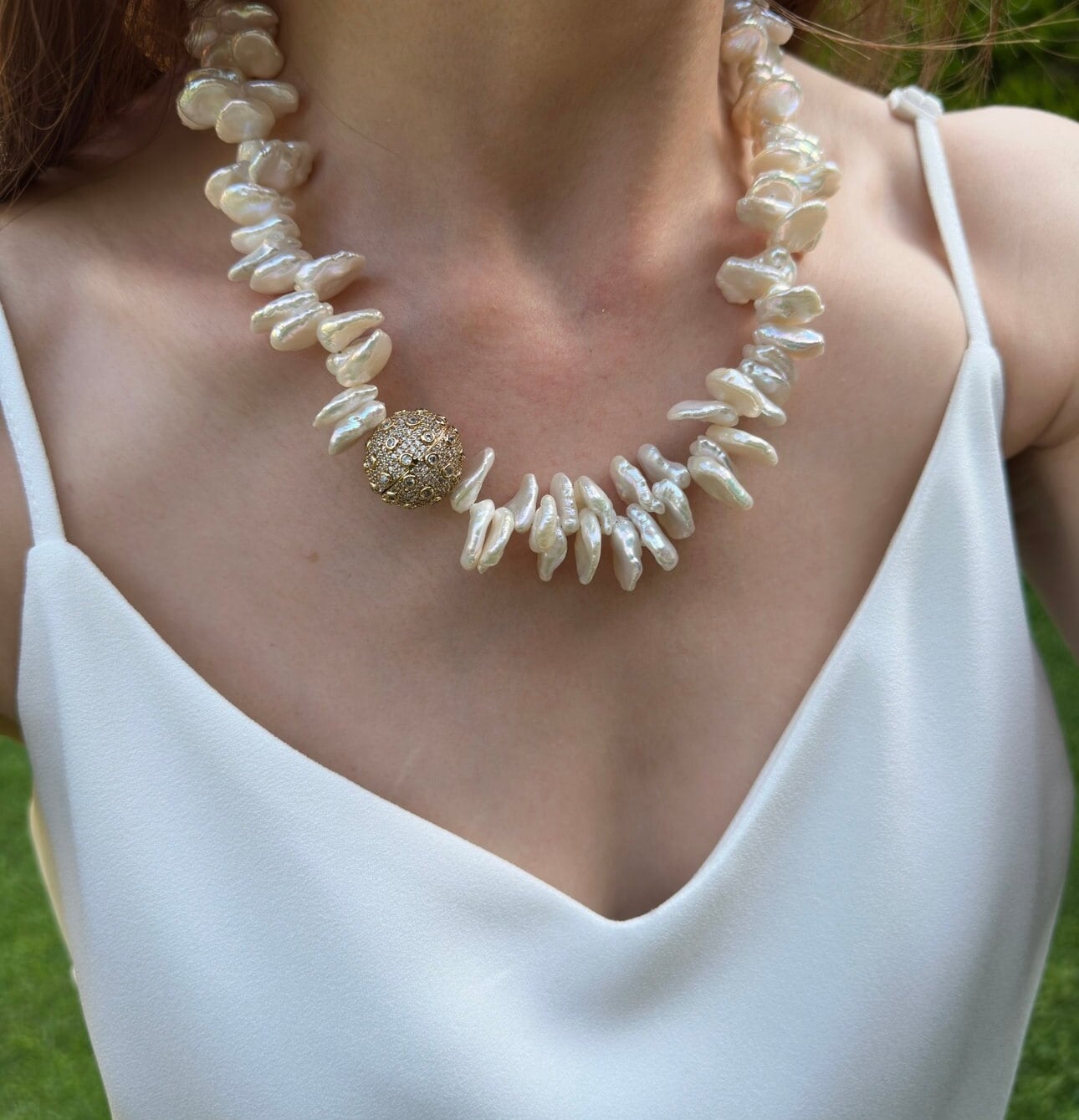 Baroque Pearl Necklace, Large Irregular Pearl Jewelry, Handmade Statement Necklace, Bridal Pearl Necklace, Birthday Gift